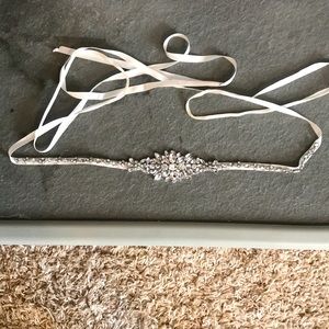 Diamond ribbon wedding gown belt